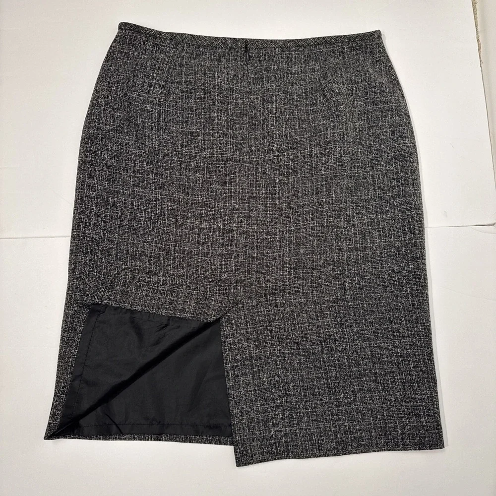 Sag Harbor Pencil Skirt Women 12 Black White Textured Knee Length Professional
